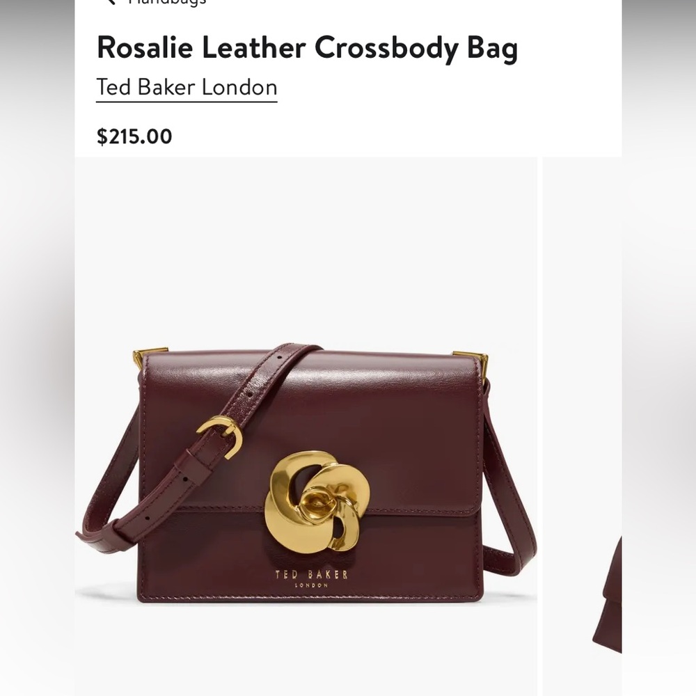 Ted Baker Rosalie Black Leather Crossbody Bag with Luxe Gold Rose Closure NWT - Picture 2 of 16